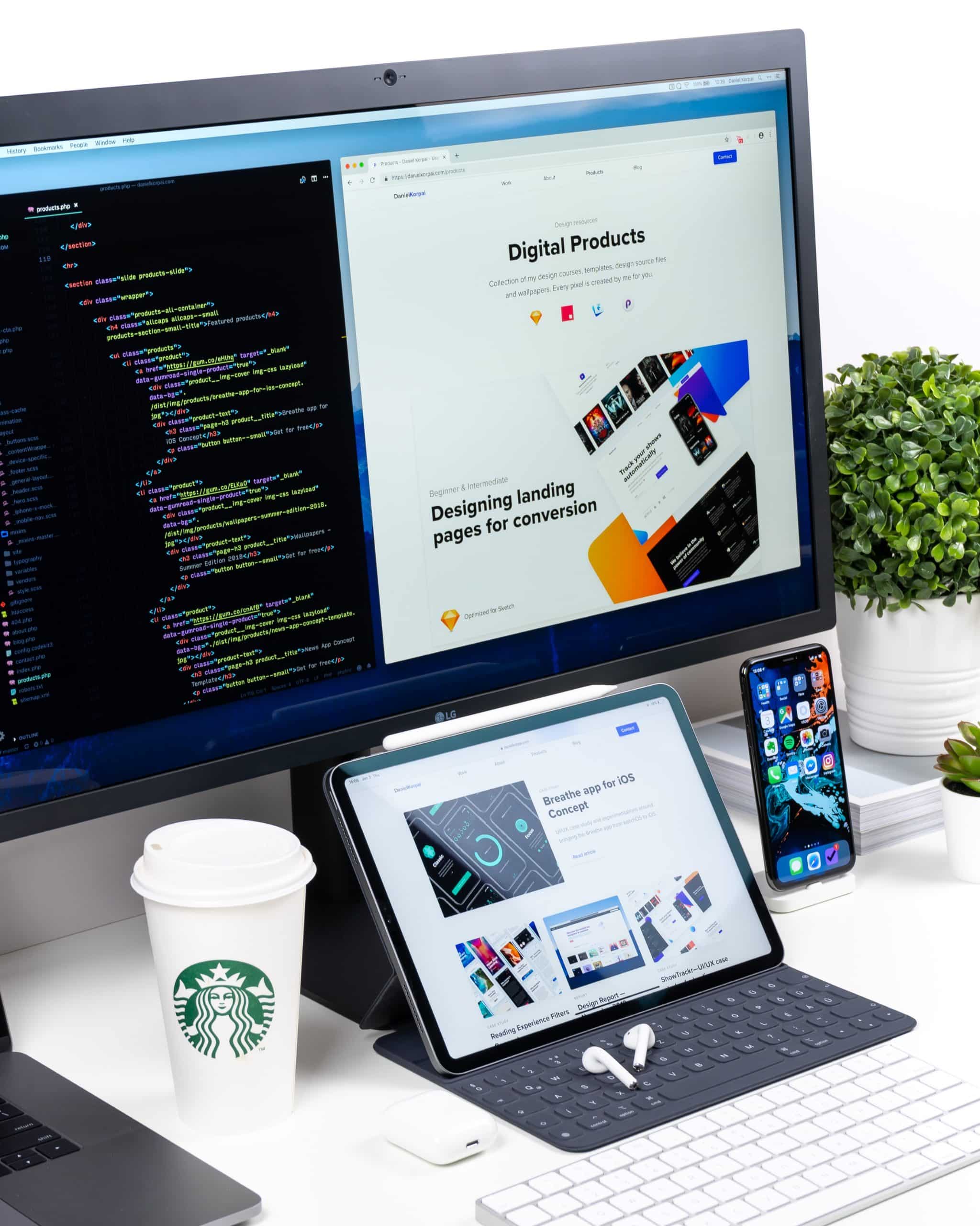 Wollongong web designer's desk while working on responsive design